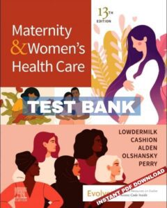 Front cover of Maternity and Women's Health Care 13th Edition Test Bank PDF by Deitra Leonard Lowdermilk