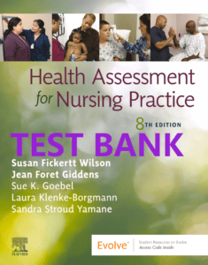 Product graphic for the Health Assessment for Nursing Practice 8th Edition test bank by Wilson and Giddens