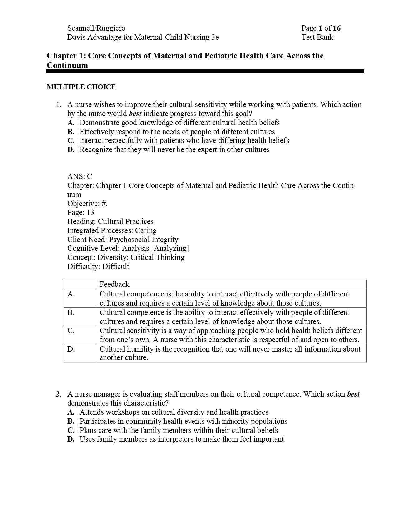 Test Bank for Davis Advantage for Maternal Child Nursing Care 3rd Edition | Scannell | 9781719640985 - Image 2