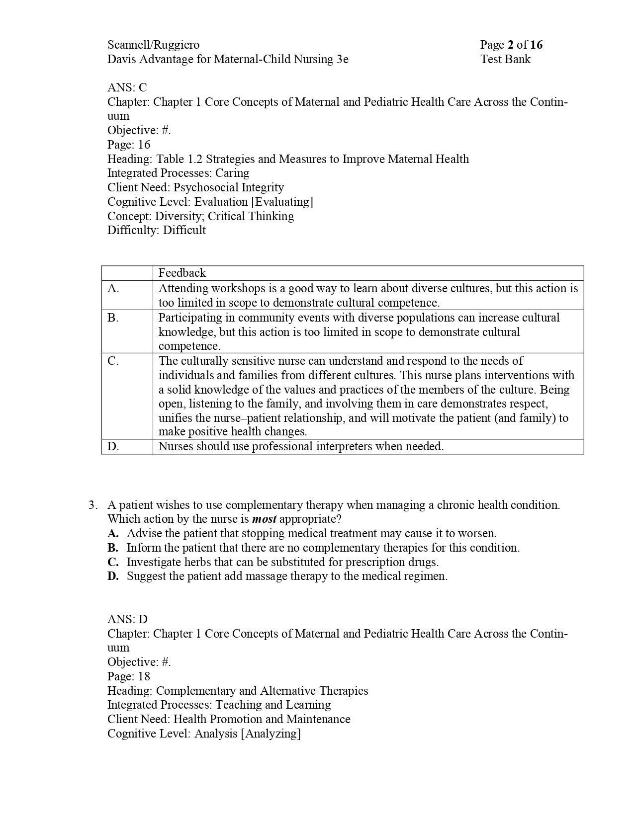 Test Bank for Davis Advantage for Maternal Child Nursing Care 3rd Edition | Scannell | 9781719640985 - Image 3