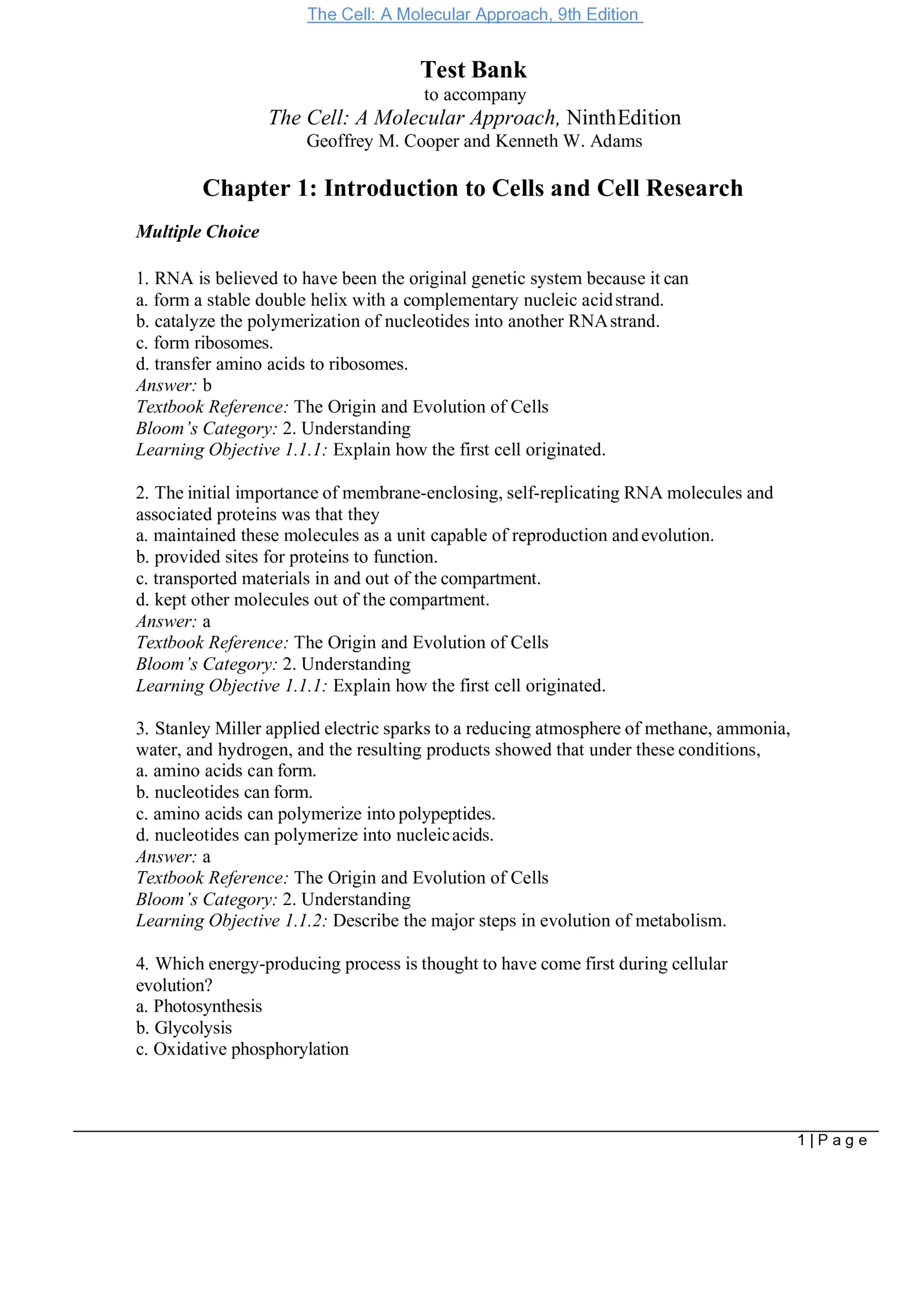 Test Bank for The Cell: A Molecular Approach (9th Edition) – Cooper & Adams - Image 2